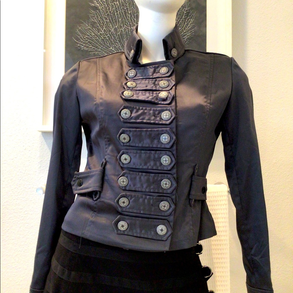 Double button down silky jacket
